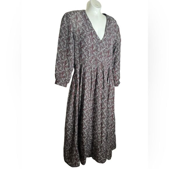 Vanessa Bruno Vahina Smock Waist Puff Sleeve Midi Dress - Picture 3 of 13